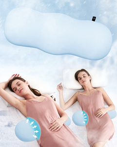 Oreiller ergonomique en mousse à mémoire de forme, forme irrégulière, bleu uni, pour le soutien du sommeil - Product Image 1
