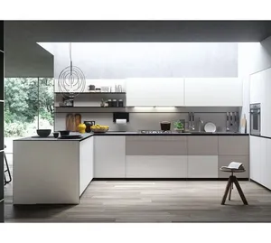 现代设计哑光灰色中密度纤维板家用家具橱柜，具有软关闭功能