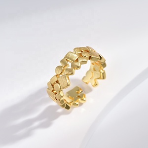 wholesale plata s925 sterling <b>silver</b> hip hop open <b>ring</b> fashion <b>adjustable</b> 14k 18k gold plated geometric finger <b>rings</b> for girls - Product Image 1