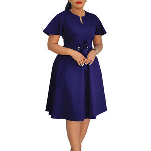 فساتين صيفية جديدة لعام <span class=keywords><strong>2026</strong></span> للنساء، فستان أنيق غير رسمي بلون واحد وأكمام قصيرة على شكل حرف A، فستان رسمي للسيدات - Product Image 4