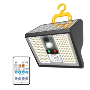 Solar <b>LED</b> Wall Lamp <b>Motion</b> <b>Sensor</b> Floodlight Remote Control Waterproof Hanging <b>Light</b> for Outdoor Camping - Product Image 1
