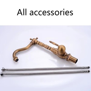 Antique Brass phòng tắm vòi nước lưu vực bồn rửa xoay vòi Vanity rắn brass sàn gắn nóng và lạnh Mixer nước <span class=keywords><strong>TAP</strong></span> - Product Image 6