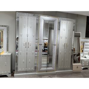 Ensemble de Chambre à Coucher Complète de Luxe 5 Pièces en Bois Entièrement Blanc Modèle <span class=keywords><strong>2025</strong></span>, Lit <span class=keywords><strong>King</strong></span> Size avec Table de Chevet, Commode et Armoire - Product Image 2