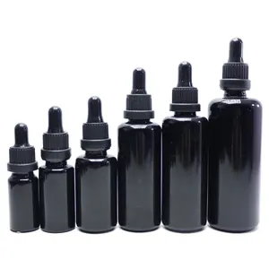 Black Glass Dropper Bottle In Stock 15ml 30ml 50ml 100ml Violet Uv Black Glass Dropper Bottle For Serum Essential Oil VB-21B