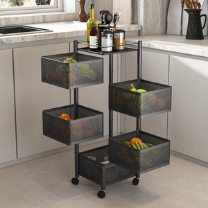 Estante giratorio de almacenamiento de cocina de 3/4/5 capas multicapa de acero al carbono de 360 grados cesta de almacenamiento de frutas y verduras carrito - Product Image 4