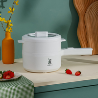Casserole électrique portable 1,8 litre Appareil de cuisine domestique Cuisinière portable Marmite chaude avec cuiseur vapeur Casserole portable