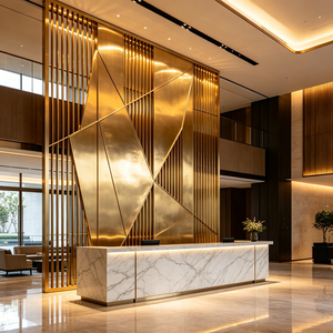 Modern Style Hotel Club Decorative Gold Metal Room Divider <strong>Screen</strong> Stainless Steel Carved Openwork <strong>Screen</strong> Partition - Product Image 4