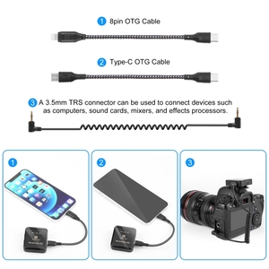 PULUZ Multi-funzione senza fili registrazione Audio Lavalier microfono 2 TX + 1 RX risvolto Mini microfono telefoni popolari all'ingrosso tipo C - Product Image 3