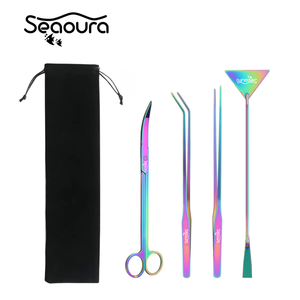 ערכת כלים לאקווסקייפינג Seaoura SR-502 4 ב-1, מספריים מפלדת אל-חלד 420 ופינצטה מפלדת 410, ערכת צמחים לאקווריום נגד חלודה - Product Image 1