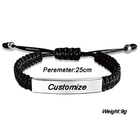 Ywyougang - Pulseras Ajustables de Joyería de Moda Personalizadas, Grabado Láser, Tejidas a Mano, Cadena de Acero Inoxidable y Poliéster, Aniversario