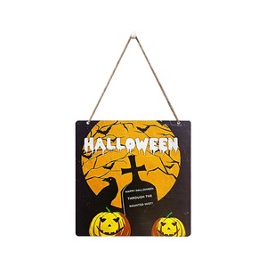 En stock: Marco de madera para cartel de Halloween, decorativo, colgante, cuadrado, con diseño de calabaza, para colgar en el patio o como accesorio de decoración de pared. - Product Image 5