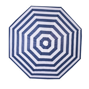 Parasol de protección UV para exteriores, sombrilla de playa con patrón de rayas, color blanco, azul marino, con bolsa de transporte, servicio OEM - Product Image 4