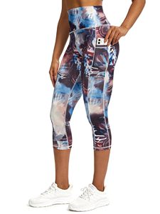 OEM ODM Sublimation Printed Athletic <b>Crop</b> <b>Leggings</b> Moisture Wicking Stretch Yoga Fitness Pants with Phone Pockets for Women - Product Image 1