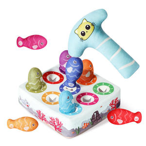 Jouets en peluche pour enfants, jeu de pêche et de reconnaissance des couleurs et des nombres, jeu Montessori Whack-A-Mole pour bébés - Product Image 1