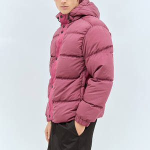 Men's Hooded Puffer Jacket With Stand Collar Button Closure Windproof <b>Winter</b> Casual Coat Regular Fit Thick <b>Quilted</b> Design - Product Image 2