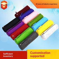 Pochette à crayons promotionnelle en feutre, couleur unie, cylindrique, grande capacité, pour fournitures de bureau, fournie par le fabricant