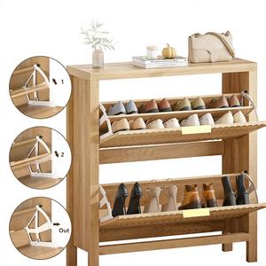 <span class=keywords><strong>Meuble</strong></span> à <span class=keywords><strong>chaussures</strong></span> cannelé avec 2 tiroirs rabattables, étagère à <span class=keywords><strong>chaussures</strong></span> dissimulée, organisateur de <span class=keywords><strong>chaussures</strong></span> autoportant haut avec pieds pour couloir et entrée - Product Image 4