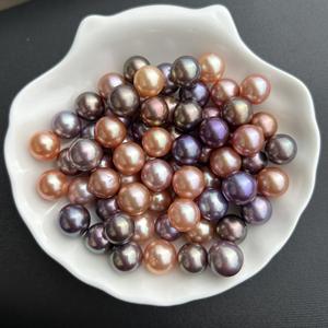 Perles d'eau douce nues Edison de 10-11 mm, cercle parfait, orange rose avec une forte luminosité, légère imperfection, perles en vrac pour le bricolage - Product Image 1