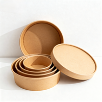 Bol à salade, bol à nouilles coréennes, bol à repas jetable compostable en papier kraft épais écologique, film imperméable, 1300 ml