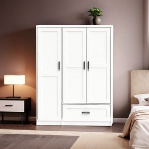 Armoire de chambre en bois spacieuse à 2 portes et 1 tiroir fabriquée en Malaisie meubles à panneaux fonctionnels pour la salle de sport à domicile, l'hôtel et l'appartement - Product Image 1