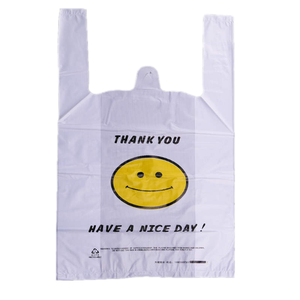 Bolsa de HDPE para Camisetas de 11.5*6.5*21 Pulgadas con Diseño de Cara Sonriente y Impresión Offset - Product Image 1