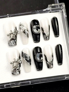 <span class=keywords><strong>Uñas</strong></span> Postizas Francesas Personalizadas, Hechas a Mano, Reutilizables, con Pegamento, 10 Piezas, Diseño de Corazón, Larga Duración - Product Image 4