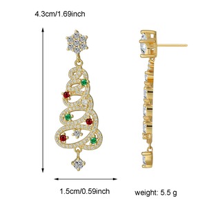 Pendientes de Zirconia Coloridos y Elegantes para Navidad, Pendientes de Zirconia con Forma de Árbol de Navidad y Copo de Nieve - Product Image 6