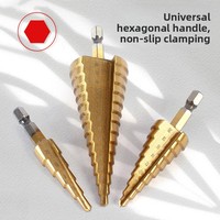 Foret étagé à queue hexagonale à rainures droites, plaqué titane, pour perçage et alésage, lot de 3 en blister, vente en gros de forets métalliques de Chine
