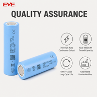 Batería Eve Inr 21700 40pl 3.6v 4000mah, Batería de Alta Tasa de Descarga Máxima de 17.5c, Batería de Iones de Litio Cilíndrica para Drones