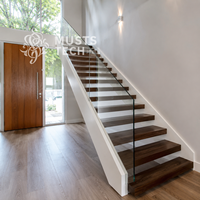 Escalier flottant à double poutre latérale pour intérieur d'appartement, conception sur mesure, direct usine