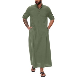 Mode 2027 - Thobe marocain pour hommes, robe musulmane, vêtements islamiques, kaftan à manches courtes, style nord-africain, <span class=keywords><strong>djellaba</strong></span> traditionnelle - Product Image 5