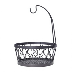Panier de rangement décoratif noir en fil métallique pour table, corbeille à fruits, support à bananes, centre de table, présentoir à fruits, panier à pain - Product Image 1