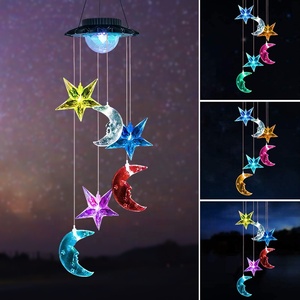 Lampe solaire led, carillons éoliens, différentes couleurs, en forme d'étoile de lune, lampe d'extérieur, carillon éolien - Product Image 3