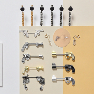 Bijoux plaqués or, barre de <span class=keywords><strong>piercing</strong></span> pour tétons en forme de <span class=keywords><strong>pistolet</strong></span>, anneau en acier inoxydable, <span class=keywords><strong>piercing</strong></span> pour tétons, bijoux de corps tendance pour femmes et hommes - Product Image 5