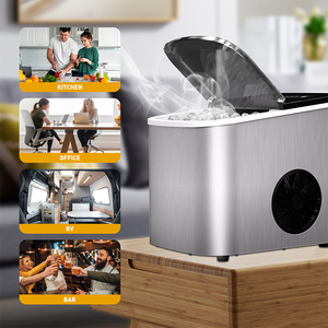 Máquina Portátil para Hacer Hielo, 9 Cubos en 3.5 Minutos, 12 kg en 24 Horas, para Hogar, Cocina, Autocaravana, con Cesta y Cuchara - Product Image 5