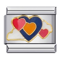 Bracelet Modulaire Cœur Arc-en-ciel Amour Italien en Acier Inoxydable Élastique DIY Tendance Cadeau Couple Accessoires Vente en Gros