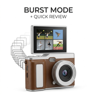 Cámara Digital Portátil con Pantalla IPS Abatible de 2.4 Pulgadas para Vlogging, con Flash LED, Recargable Tipo C, Cámaras Digitales
