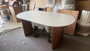 <span class=keywords><strong>Mesa</strong></span> de Comedor Ovalada de Diseño Simple con Patas de Madera para 6 Personas, Muebles para Comedor y Cocina - Product Image 5
