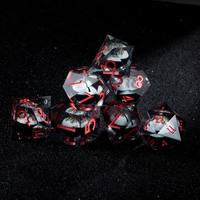 Ensemble de dés professionnels DND en résine nébuleuse à noyau liquide, 7 pièces, à bords vifs, polyédriques, pour jeux de table et collectionneurs