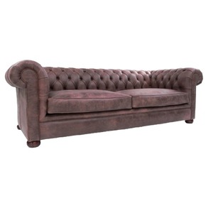 Sofá Chesterfield Clásico Moderno de 3 Plazas, Cuero Genuino, Tapizado con Botones Profundos, Mueble de Lujo para Sala de Estar, Diseño Confortable - Product Image 2