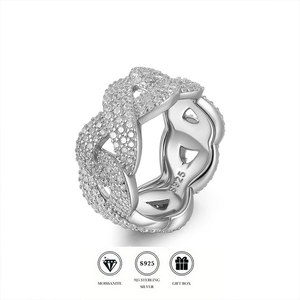 पुरुषों और महिलाओं के लिए 925 स्टर्लिंग चांदी हिप-हॉप मोटी छल्ले, एक गोल कट मोइसेसानाइट छल्ले - Product Image 1