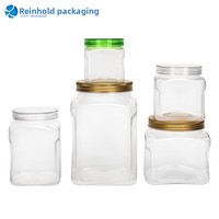 Bocaux et bouteilles d'emballage alimentaire transparents en PET Xinyi avec couvercles à ouverture facile/cristallins, modèle 955 – Contenants en plastique en gros pour le stockage des céréales