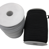 Élastique Tressé Plat 10mm en Polyester et Caoutchouc Noir et Blanc, Écologique, en Gros, pour Maillots de Bain