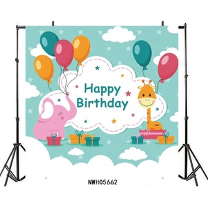 7x5ft Happy <span class=keywords><strong>Birthday</strong></span> Party Hintergrund Vinyl Niedliche Tier-Dschungel-Safari Cartoon-Zoo-Wald Dekoration Banner für Heim-Fotografie - Product Image 4