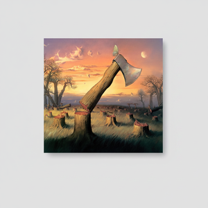 Impresión en Lienzo de Árbol y Hacha de Estilo Surreal Moderno, Obra de Arte Conceptual de la Naturaleza, ARTE EN VIDRIO TEMPLADO - Product Image 2
