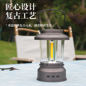 <b>Bluetooth</b> Speaker Camping Lantern Rechargeable Led Light Warm White Portable Outdoor Tent Light With <b>Usb</b> Charging - Product Image 5