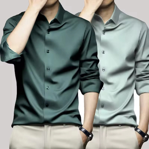 <span class=keywords><strong>Camisa</strong></span> <span class=keywords><strong>Blanca</strong></span> de <span class=keywords><strong>Hombre</strong></span>, Manga Larga, Sin Plancha, Estilo Coreano, Corte Slim Fit, para Negocios, Trabajo, Casual, Profesional - Product Image 1