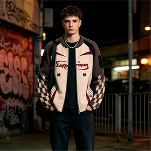 High Quality Heavyweight Biker Knit <b>Jacket</b> Wholesale Custom Logo Full Zip Sweater <b>Vintage</b> <b>Racing</b> Style for Daily Casual Sports - Product Image 4