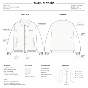 Chaqueta Varsity Blanca al por Mayor, de Alta Calidad, con Mangas de Cuero y Lana, Estilo Urbano para Hombre, Corte Cuadrado, Logotipo Personalizado, Chaqueta Bomber de Béisbol - Product Image 6