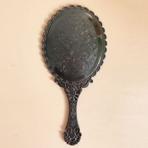 HQ Mixed Proc Discount Handheld Retro Makeup <b>Mirror</b> Lace Design PVC Frame <b>Small</b> Oval HD Pattern Personalized Cosmetic <b>Mirror</b> - Product Image 2